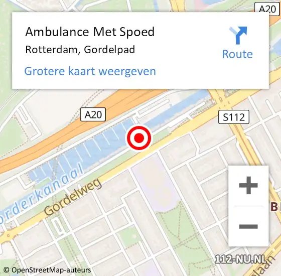 Locatie op kaart van de 112 melding: Ambulance Met Spoed Naar Rotterdam, Gordelpad op 10 juli 2023 09:31