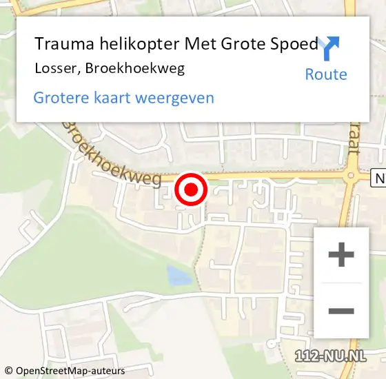 Locatie op kaart van de 112 melding: Trauma helikopter Met Grote Spoed Naar Losser, Broekhoekweg op 10 juli 2023 11:10