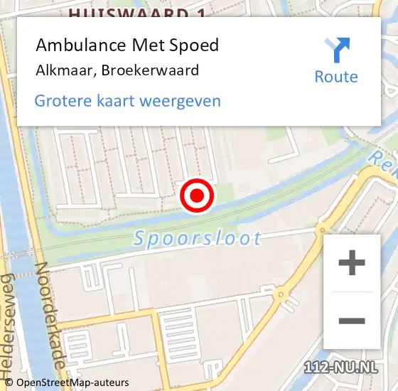 Locatie op kaart van de 112 melding: Ambulance Met Spoed Naar Alkmaar, Broekerwaard op 10 juli 2023 11:17