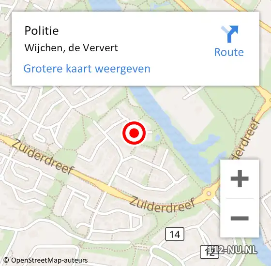 Locatie op kaart van de 112 melding: Politie Wijchen, de Ververt op 10 juli 2023 13:09