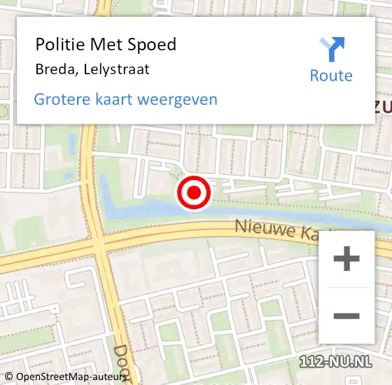 Locatie op kaart van de 112 melding: Politie Met Spoed Naar Breda, Lelystraat op 10 juli 2023 13:26