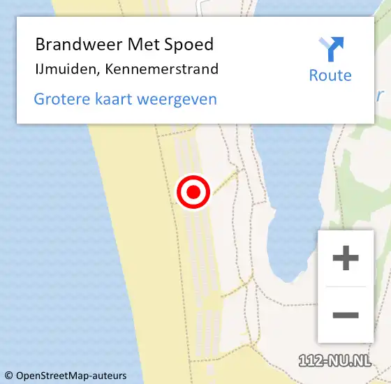 Locatie op kaart van de 112 melding: Brandweer Met Spoed Naar IJmuiden, Kennemerstrand op 10 juli 2023 13:41