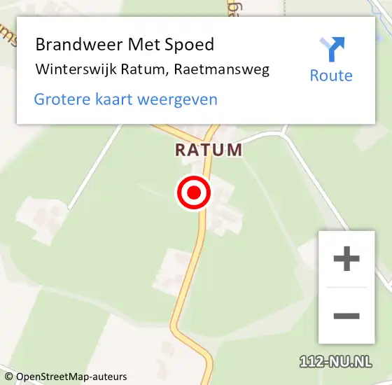 Locatie op kaart van de 112 melding: Brandweer Met Spoed Naar Winterswijk Ratum, Raetmansweg op 10 juli 2023 14:06