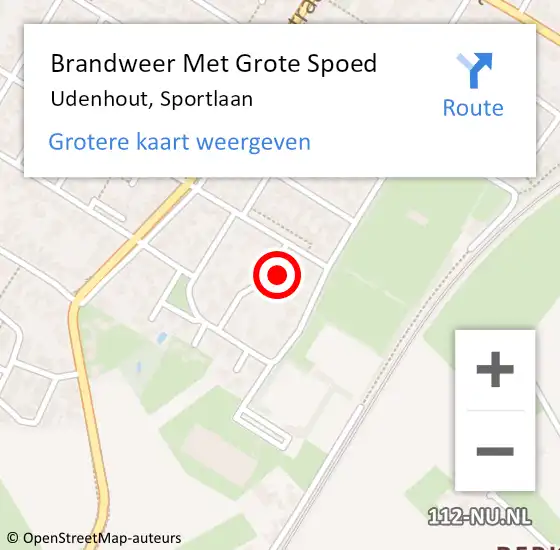 Locatie op kaart van de 112 melding: Brandweer Met Grote Spoed Naar Udenhout, Sportlaan op 10 juli 2023 14:30