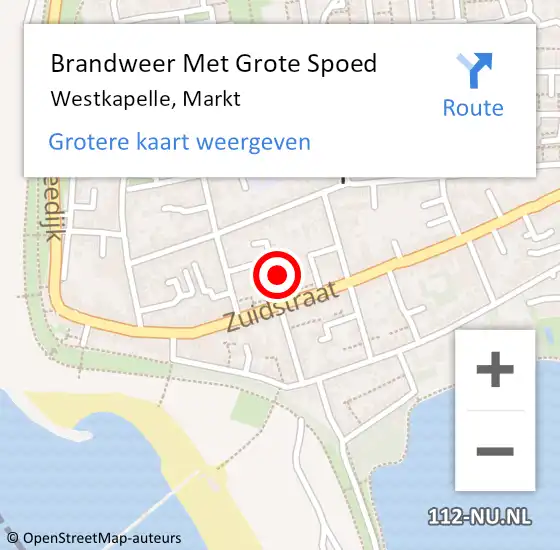 Locatie op kaart van de 112 melding: Brandweer Met Grote Spoed Naar Westkapelle, Markt op 10 juli 2023 15:04