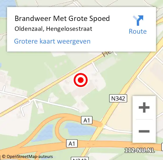 Locatie op kaart van de 112 melding: Brandweer Met Grote Spoed Naar Oldenzaal, Hengelosestraat op 10 juli 2023 15:05