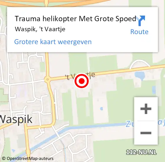 Locatie op kaart van de 112 melding: Trauma helikopter Met Grote Spoed Naar Waspik, 't Vaartje op 10 juli 2023 15:42