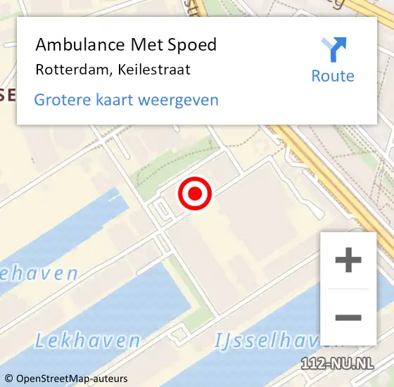 Locatie op kaart van de 112 melding: Ambulance Met Spoed Naar Rotterdam, Keilestraat op 10 juli 2023 16:43
