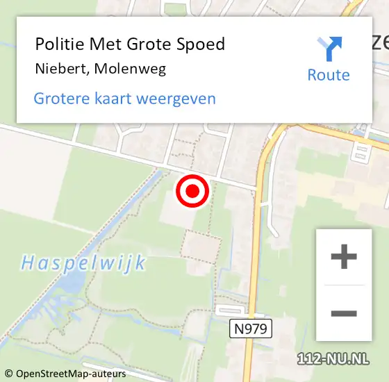 Locatie op kaart van de 112 melding: Politie Met Grote Spoed Naar Niebert, Molenweg op 10 juli 2023 16:44