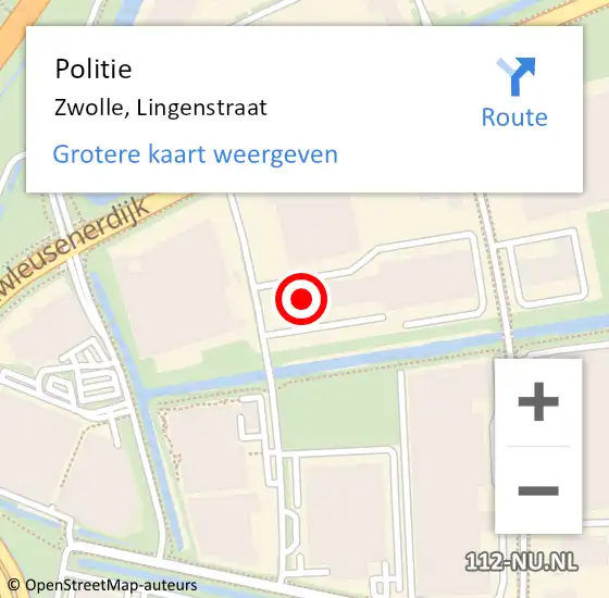 Locatie op kaart van de 112 melding: Politie Zwolle, Lingenstraat op 10 juli 2023 16:45