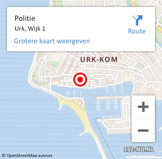 Locatie op kaart van de 112 melding: Politie Urk, Wijk 1 op 10 juli 2023 17:03