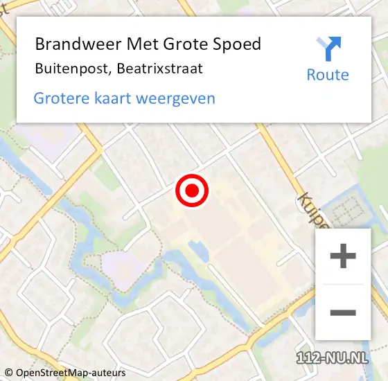 Locatie op kaart van de 112 melding: Brandweer Met Grote Spoed Naar Buitenpost, Beatrixstraat op 10 juli 2023 19:46