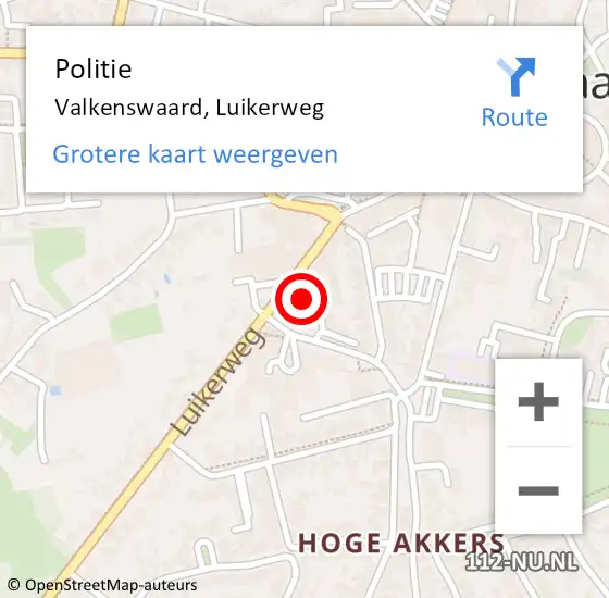 Locatie op kaart van de 112 melding: Politie Valkenswaard, Luikerweg op 10 juli 2023 19:48