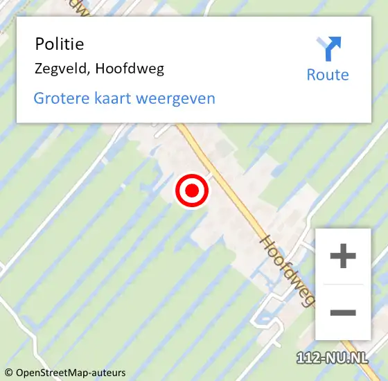 Locatie op kaart van de 112 melding: Politie Zegveld, Hoofdweg op 10 juli 2023 20:10