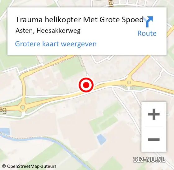 Locatie op kaart van de 112 melding: Trauma helikopter Met Grote Spoed Naar Asten, Heesakkerweg op 10 juli 2023 21:03