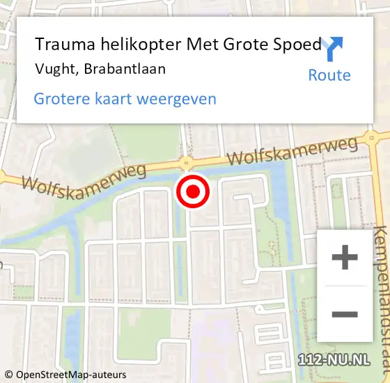 Locatie op kaart van de 112 melding: Trauma helikopter Met Grote Spoed Naar Vught, Brabantlaan op 10 juli 2023 21:26