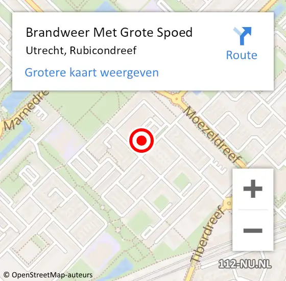 Locatie op kaart van de 112 melding: Brandweer Met Grote Spoed Naar Utrecht, Rubicondreef op 10 juli 2023 21:26