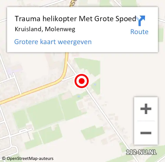 Locatie op kaart van de 112 melding: Trauma helikopter Met Grote Spoed Naar Kruisland, Molenweg op 10 juli 2023 21:30