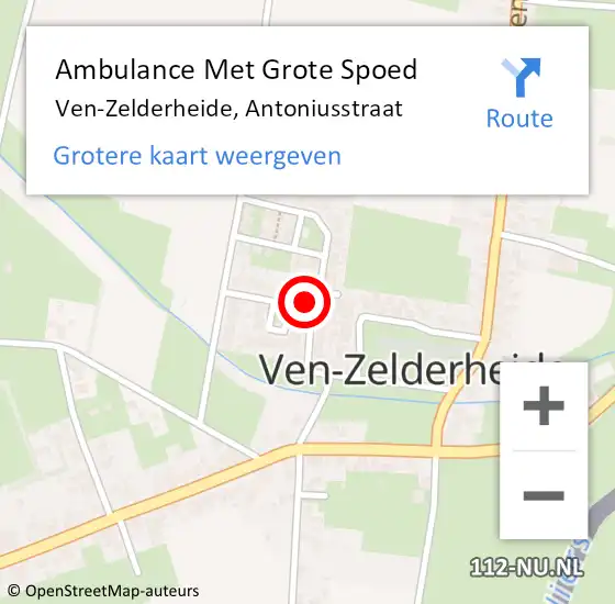Locatie op kaart van de 112 melding: Ambulance Met Grote Spoed Naar Ven-Zelderheide, Antoniusstraat op 11 juli 2023 03:34