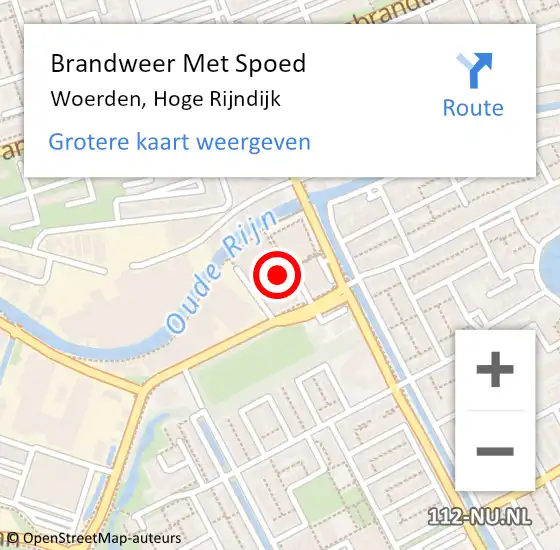 Locatie op kaart van de 112 melding: Brandweer Met Spoed Naar Woerden, Hoge Rijndijk op 11 juli 2023 08:35
