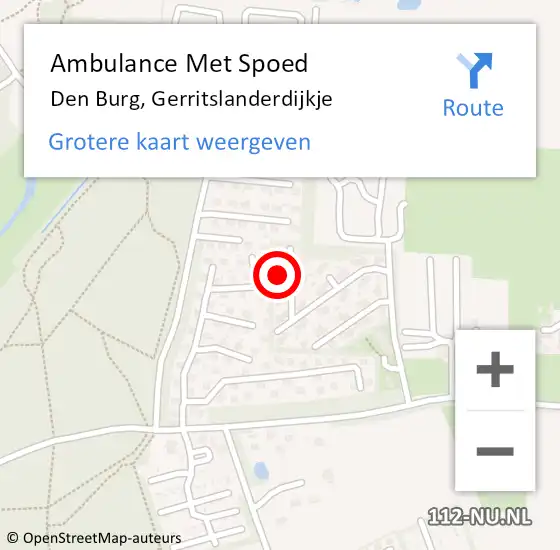 Locatie op kaart van de 112 melding: Ambulance Met Spoed Naar Den Burg, Gerritslanderdijkje op 11 juli 2023 09:23