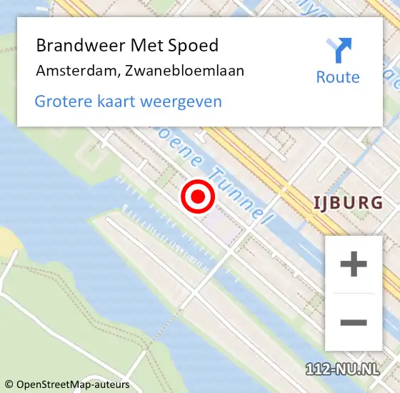 Locatie op kaart van de 112 melding: Brandweer Met Spoed Naar Amsterdam, Zwanebloemlaan op 11 juli 2023 10:02