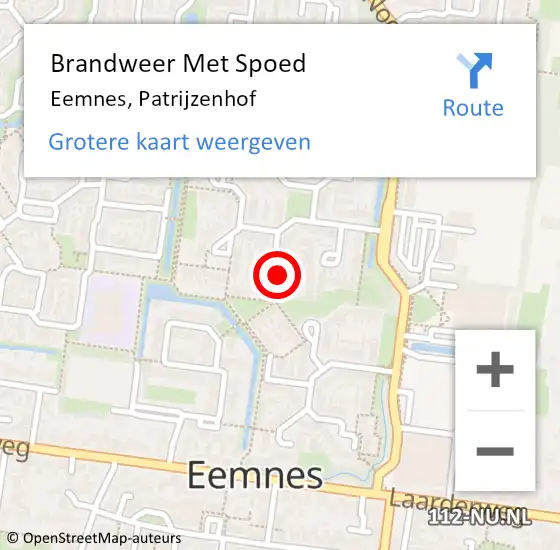 Locatie op kaart van de 112 melding: Brandweer Met Spoed Naar Eemnes, Patrijzenhof op 11 juli 2023 11:53