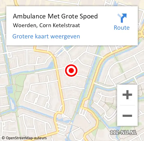 Locatie op kaart van de 112 melding: Ambulance Met Grote Spoed Naar Woerden, Anth van Dijckstraat op 1 september 2014 11:44
