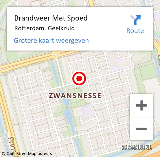 Locatie op kaart van de 112 melding: Brandweer Met Spoed Naar Rotterdam, Geelkruid op 11 juli 2023 13:30