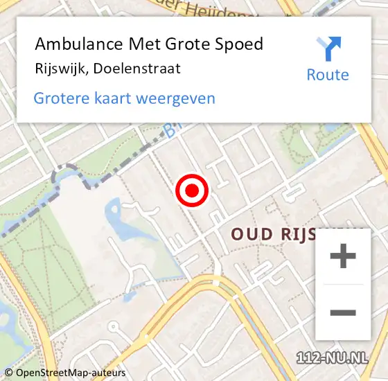 Locatie op kaart van de 112 melding: Ambulance Met Grote Spoed Naar Rijswijk, Doelenstraat op 11 juli 2023 14:08