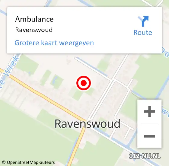 Locatie op kaart van de 112 melding: Ambulance Ravenswoud op 11 juli 2023 15:42