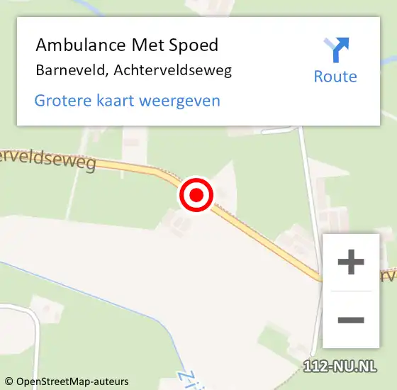 Locatie op kaart van de 112 melding: Ambulance Met Spoed Naar Barneveld, Achterveldseweg op 1 september 2014 12:11