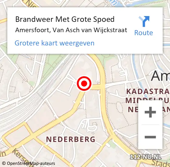 Locatie op kaart van de 112 melding: Brandweer Met Grote Spoed Naar Amersfoort, Van Asch van Wijckstraat op 11 juli 2023 17:35
