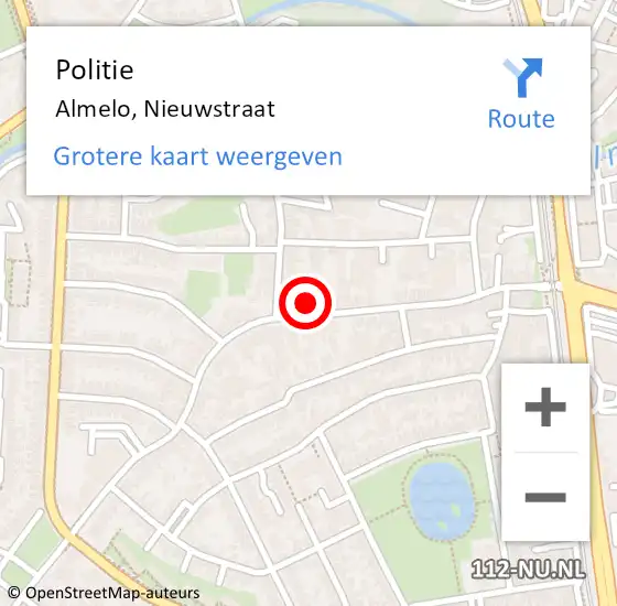 Locatie op kaart van de 112 melding: Politie Almelo, Nieuwstraat op 11 juli 2023 17:47