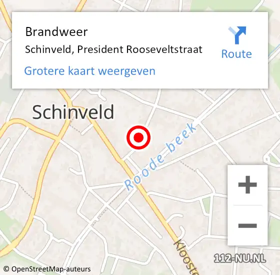 Locatie op kaart van de 112 melding: Brandweer Schinveld, President Rooseveltstraat op 1 september 2014 12:24