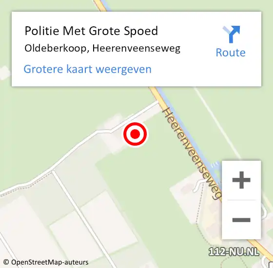 Locatie op kaart van de 112 melding: Politie Met Grote Spoed Naar Oldeberkoop, Heerenveenseweg op 11 juli 2023 21:02