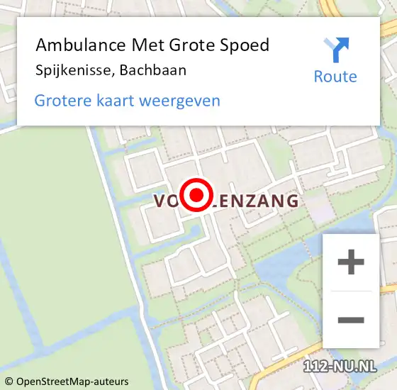 Locatie op kaart van de 112 melding: Ambulance Met Grote Spoed Naar Spijkenisse, Bachbaan op 11 juli 2023 21:34