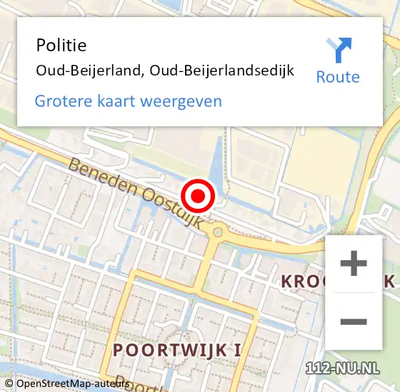 Locatie op kaart van de 112 melding: Politie Oud-Beijerland, Oud-Beijerlandsedijk op 11 juli 2023 21:39