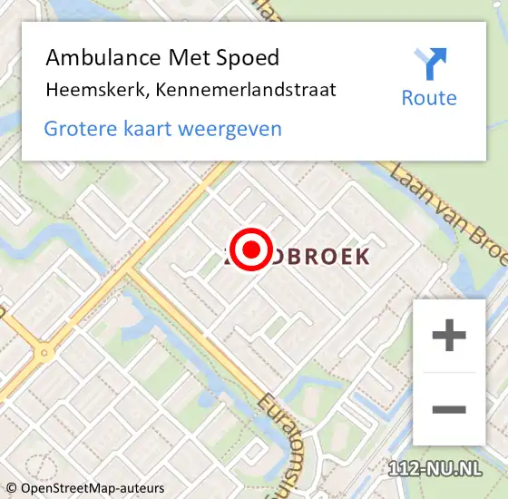 Locatie op kaart van de 112 melding: Ambulance Met Spoed Naar Heemskerk, Kennemerlandstraat op 11 juli 2023 22:45
