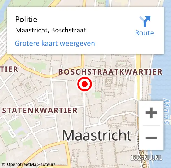 Locatie op kaart van de 112 melding: Politie Maastricht, Boschstraat op 11 juli 2023 23:08