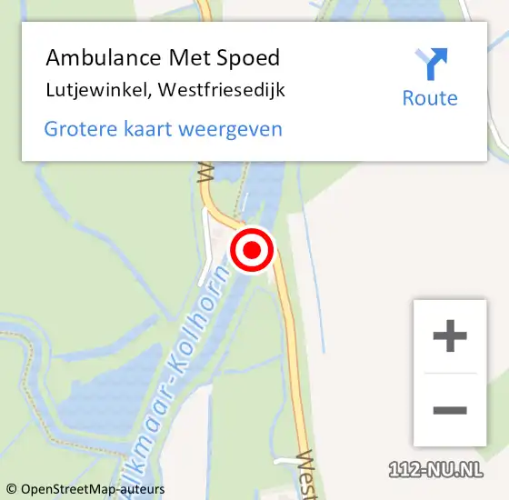 Locatie op kaart van de 112 melding: Ambulance Met Spoed Naar Lutjewinkel, Westfriesedijk op 11 juli 2023 23:09
