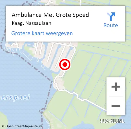 Locatie op kaart van de 112 melding: Ambulance Met Grote Spoed Naar Kaag, Nassaulaan op 11 juli 2023 23:24
