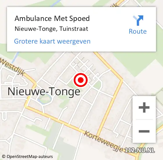 Locatie op kaart van de 112 melding: Ambulance Met Spoed Naar Nieuwe-Tonge, Tuinstraat op 12 juli 2023 01:05
