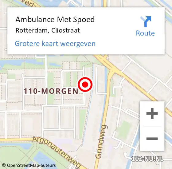 Locatie op kaart van de 112 melding: Ambulance Met Spoed Naar Rotterdam, Cliostraat op 12 juli 2023 01:20
