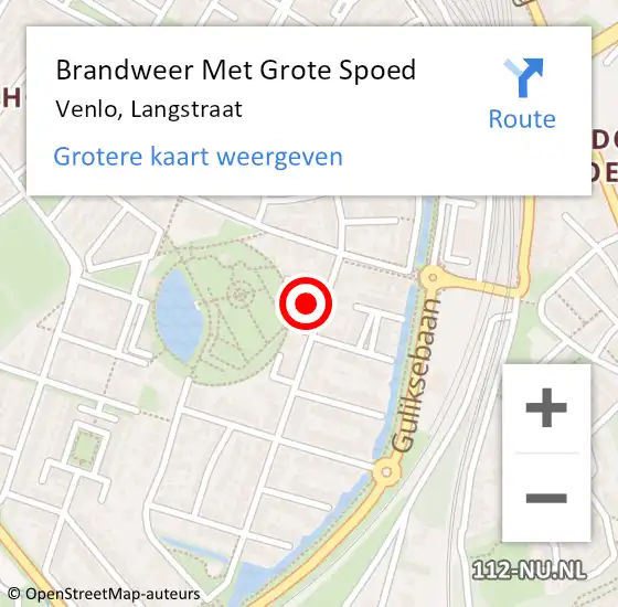 Locatie op kaart van de 112 melding: Brandweer Met Grote Spoed Naar Venlo, Langstraat op 12 juli 2023 02:05