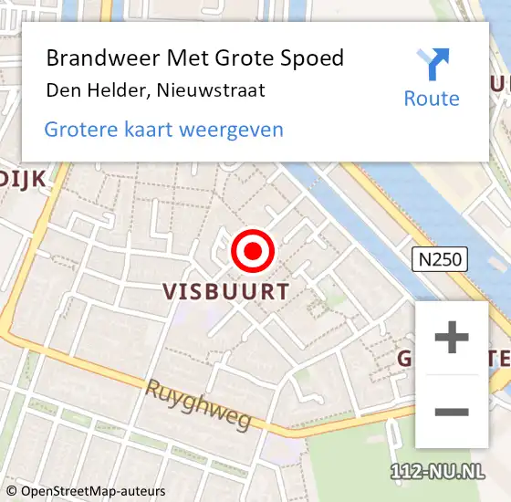 Locatie op kaart van de 112 melding: Brandweer Met Grote Spoed Naar Den Helder, Nieuwstraat op 12 juli 2023 04:27
