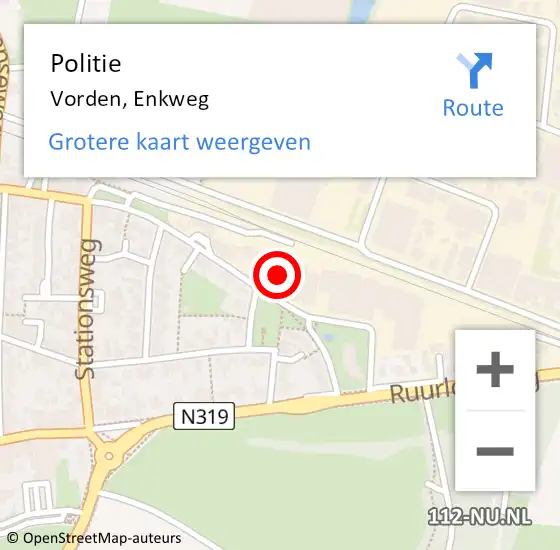 Locatie op kaart van de 112 melding: Politie Vorden, Enkweg op 12 juli 2023 09:54