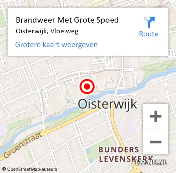 Locatie op kaart van de 112 melding: Brandweer Met Grote Spoed Naar Oisterwijk, Vloeiweg op 12 juli 2023 10:14