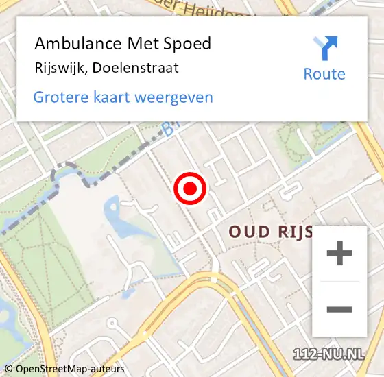 Locatie op kaart van de 112 melding: Ambulance Met Spoed Naar Rijswijk, Doelenstraat op 12 juli 2023 10:57