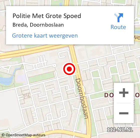 Locatie op kaart van de 112 melding: Politie Met Grote Spoed Naar Breda, Doornboslaan op 12 juli 2023 15:55